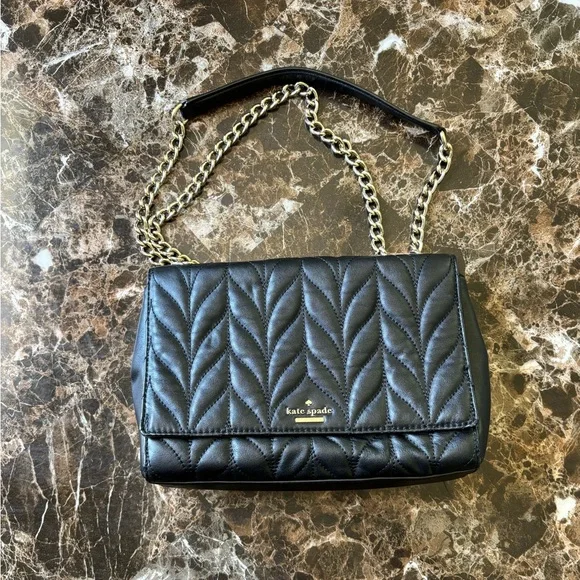 Kate Spade Black Quilted Chevron Shoulder Bag - Picture 2 of 4
